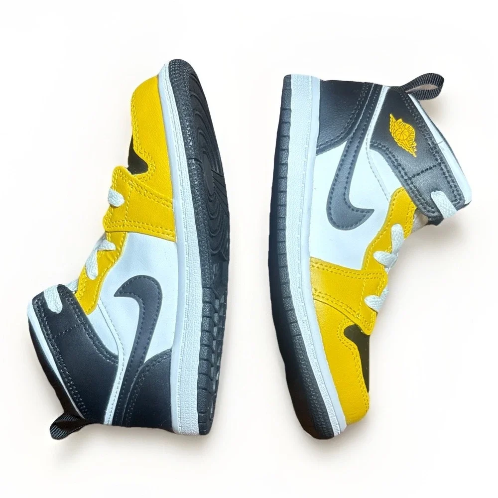 Jordan 1 Mid (TD) Toddlers' Shoes Yellow Ochre-Black-White DQ8425-701 Size 10c